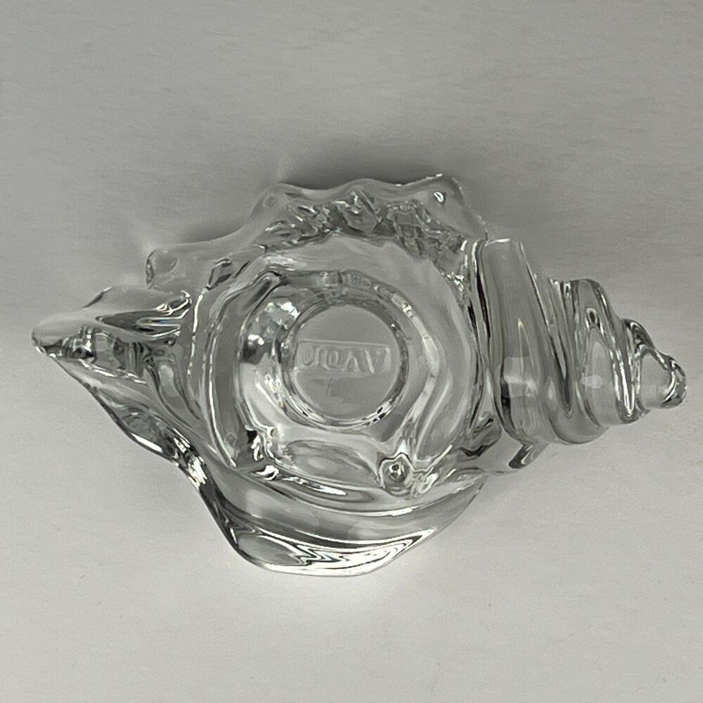 Vintage AVON Clear Glass Seashell Candle Holder Coastal Decor Trinket Ring Dish - Picture 5 of 9